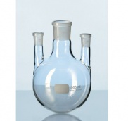 Bình cầu đáy tròn, 3 cổ NS29/32, 2x14/23 250ml, cổ phụ thẳng đứng Duran